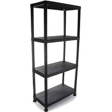 4 Tier Black Plastic Shelving